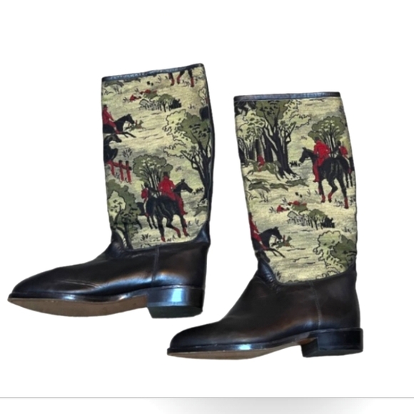 VTG Anthropology Seychelles Leather Tapestry Knee Boots. VTG 80's - Picture 5 of 13